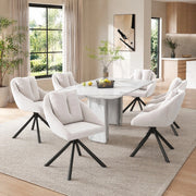 Set di 6 sedie girevoli a 360¡ã con rivestimento in velluto beige e struttura in metallo