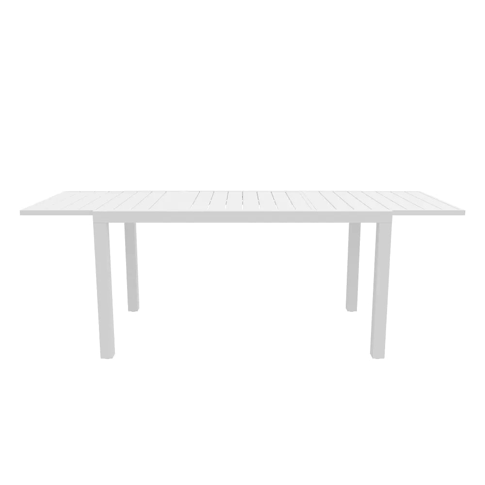 Set da esterno bianco con tavolo allungabile 140/210x75cm e 4 sedie in alluminio | Zenor