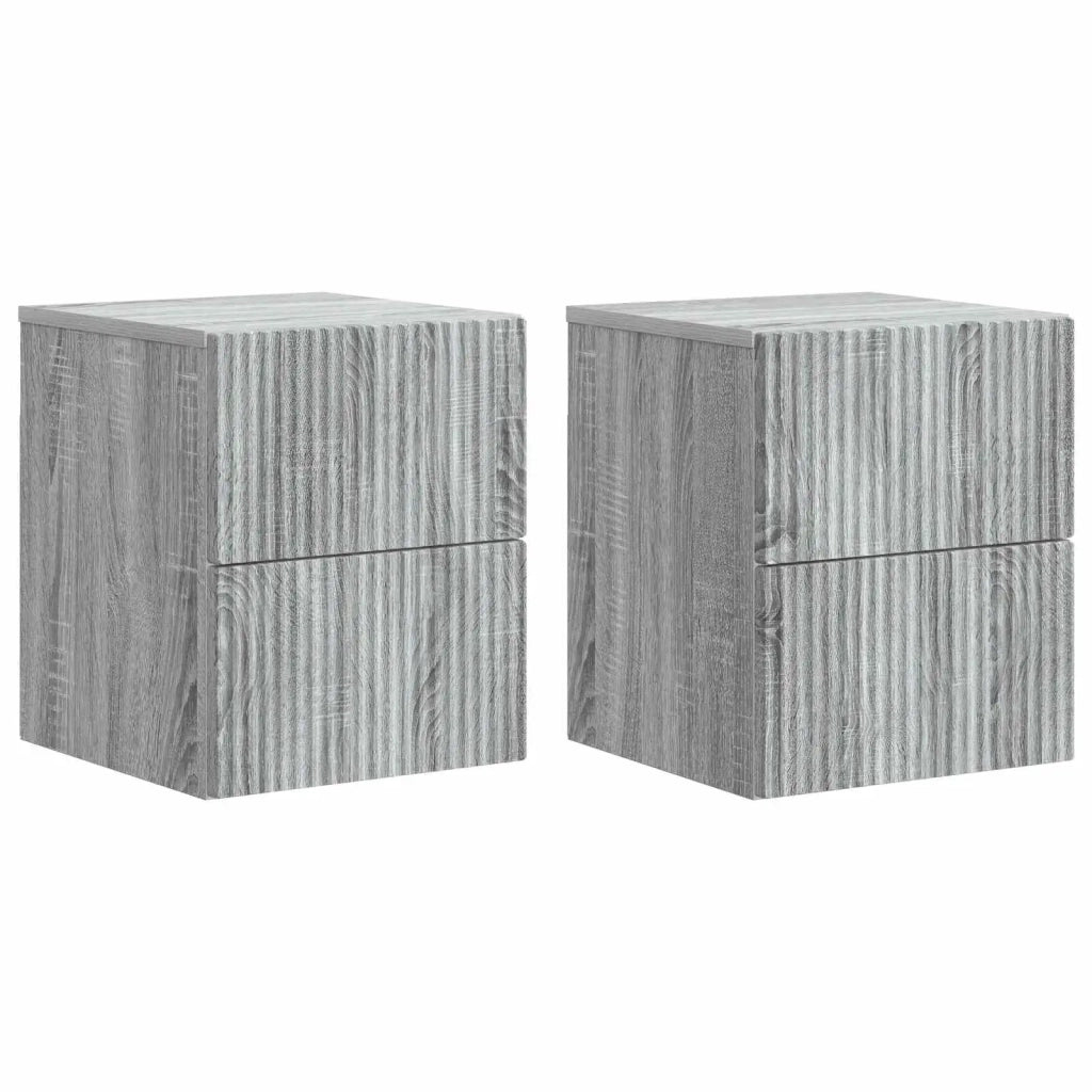 Set di 2 Comodini | Armadio da Notte | Mobiletto da notte a muro Grigio Sonoma 33 x 34,5 x 40 cm