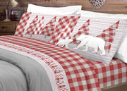 Completo Lenzuola Flanella Pensieri Delicati 100% Cotone Disegno Canada - Matrimoniale - Rosso