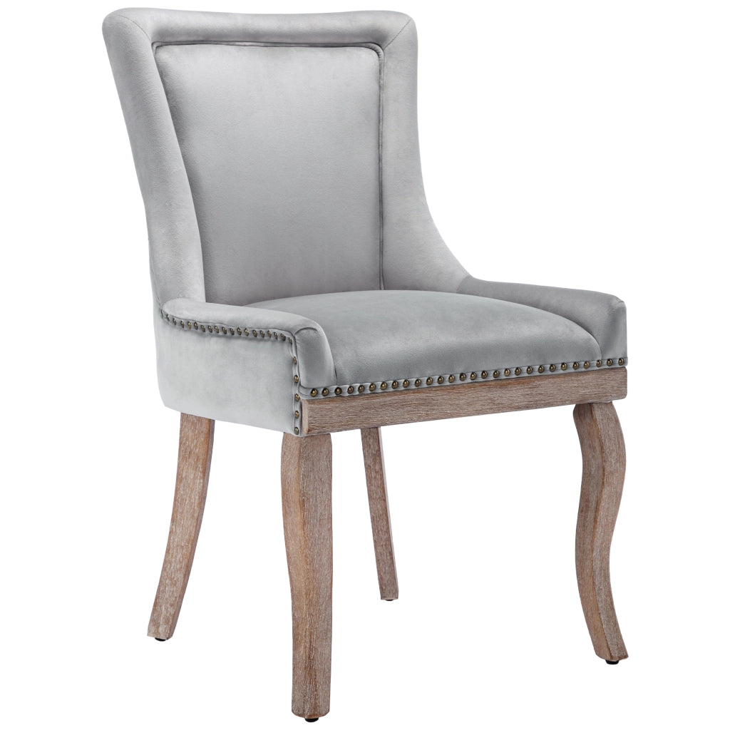 Sedie da Pranzo Imbottite con Gambe in Legno Massello e Velluto ¨C Xylo ¨C Grigio, Set 2 Pezzi