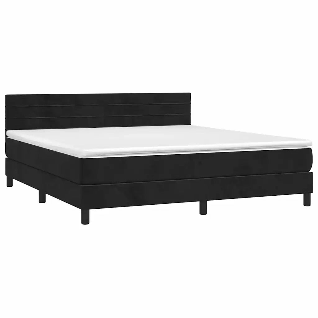 Letto a Molle con Materasso e LED Nero 180x200 cm in Velluto 3134479