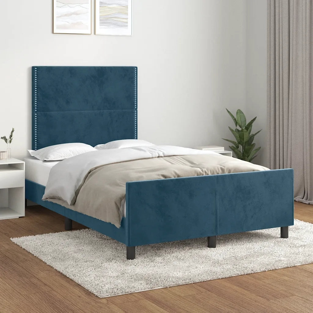 Letto matrimoniale | Letto per adulti | Giroletto senza Materasso Blu Scuro 120x200 cm in Velluto