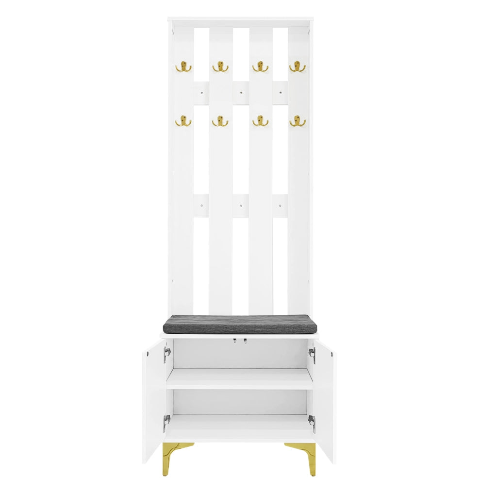 Guardaroba da ingresso 60,5x35,2x180,5 cm bianco in truciolato, ante push to open