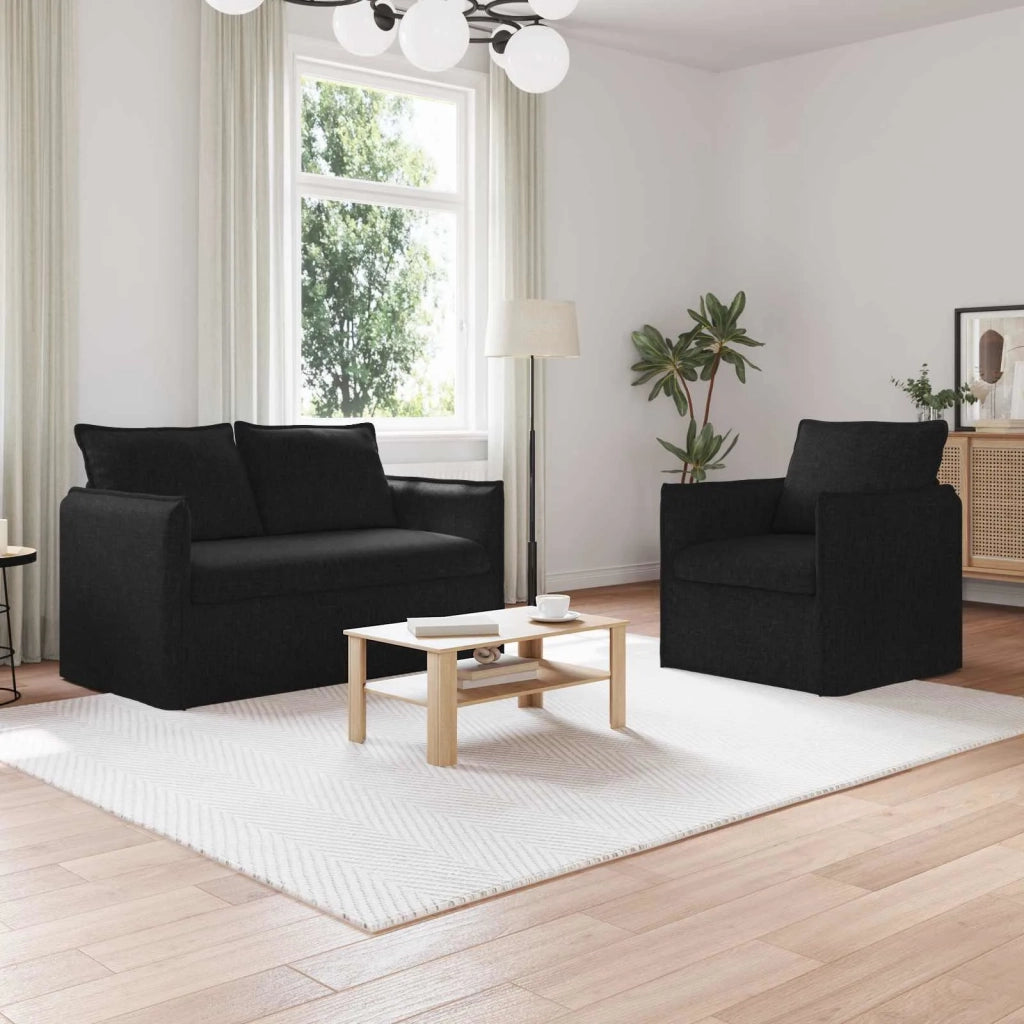 Set di divani 2 pcs Nero 136 x 82 x 85 cm Tessuto 3407525