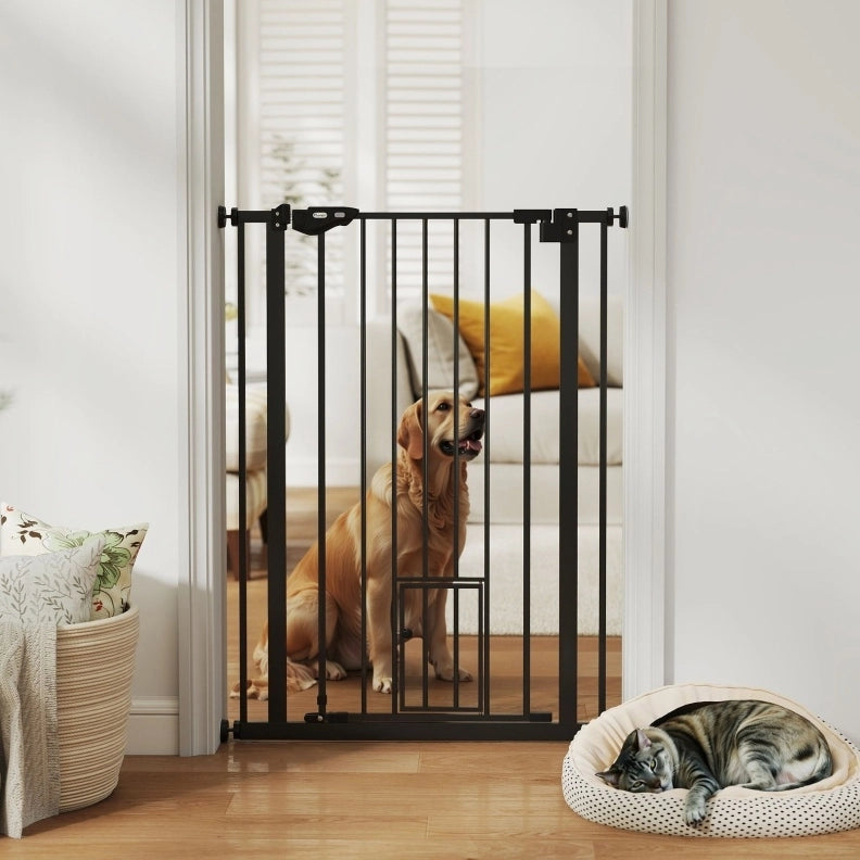 Cancelletto di sicurezza per cani 104 cm in acciaio nero, doppia chiusura