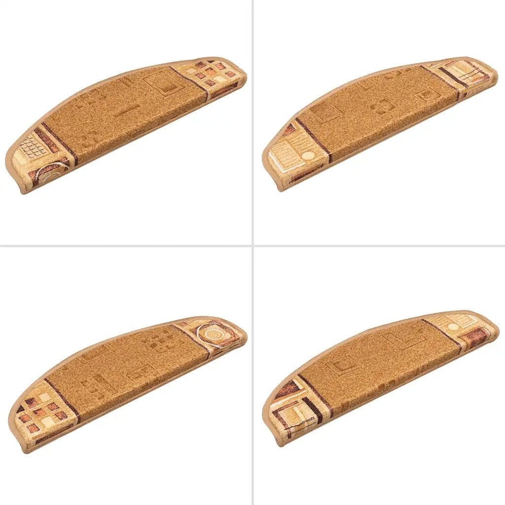Tappetini Autoadesivi per Scale 15 pz | Gradini per Scale Beige 65x21x4 cm