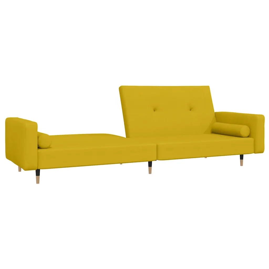 Divano letto | Sof¨¤ letto | Letto singolo a 2 Posti con 2 Cuscini Giallo in Velluto