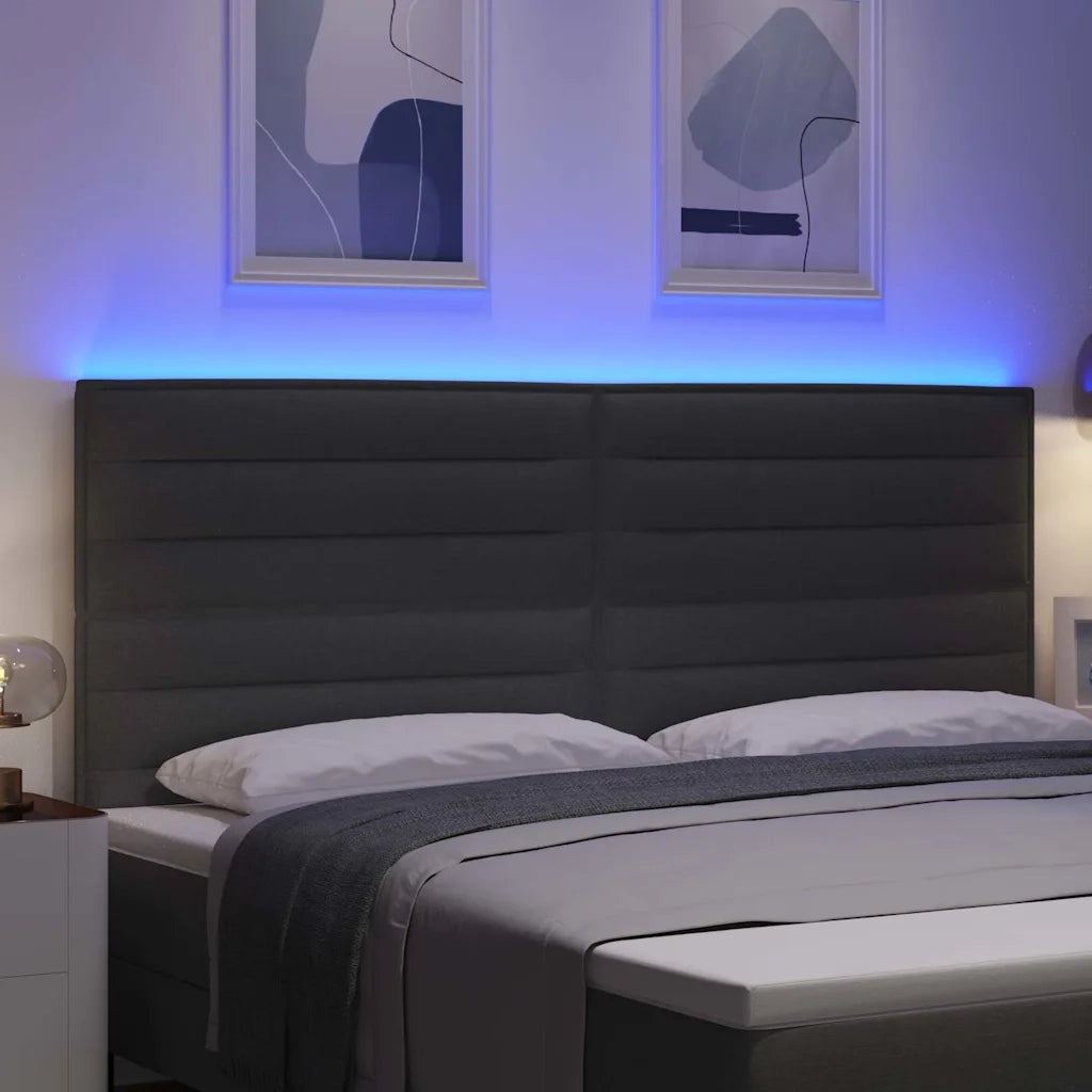 Testiera | Testata LED con strisce LED Grigio scuro 200 cm Tessuto