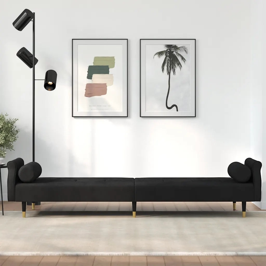 Divano letto | Sof¨¤ letto | Letto singolo con Cuscini Nero in Velluto