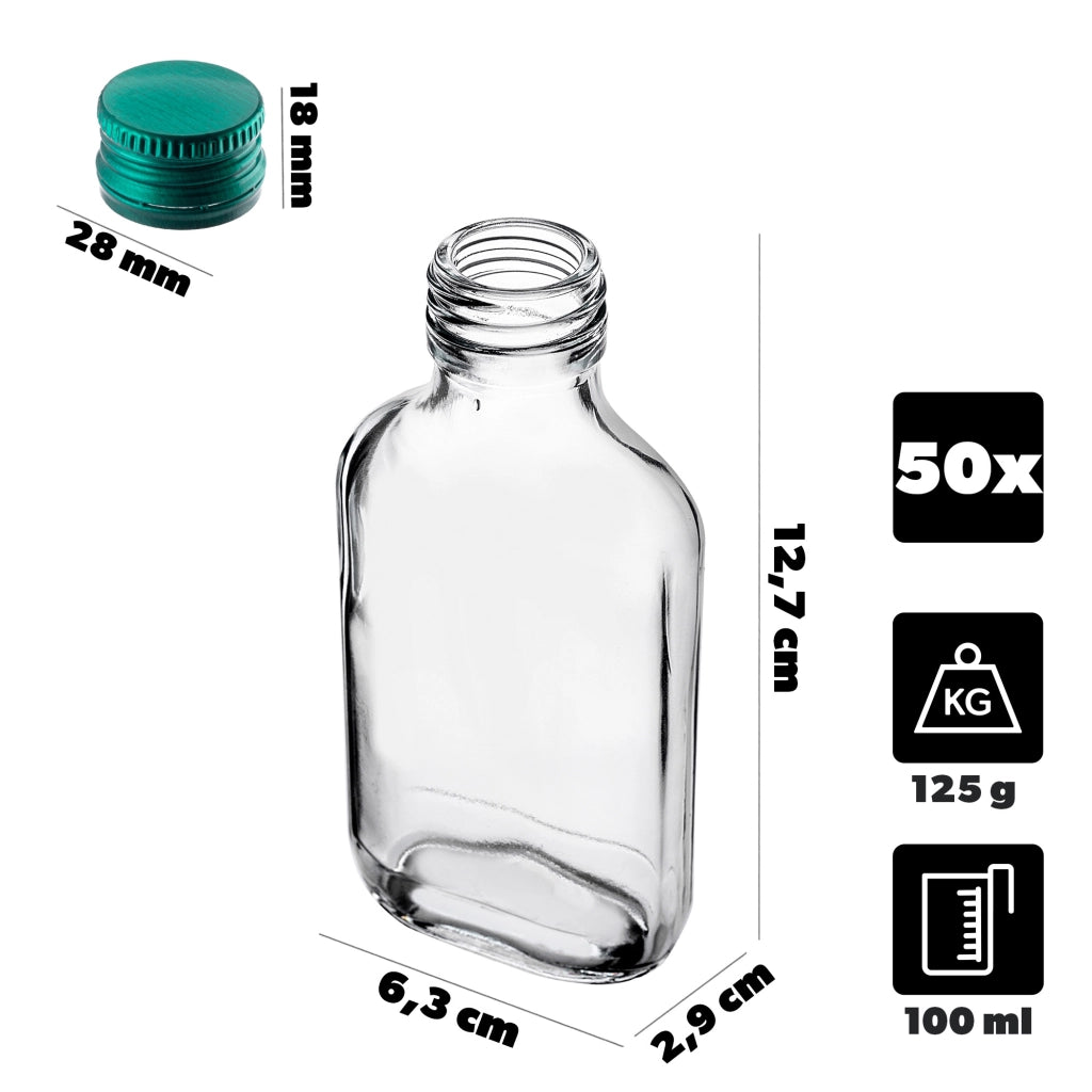 KADAX Flask Bottle 100ml Con Tappo Verde 50pz.