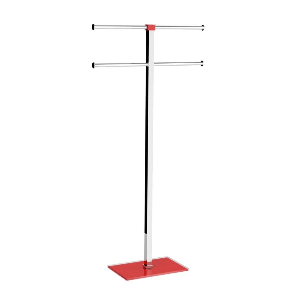 Piantana portasciugamani acciaio inox e resine termoplastiche serie Rainbow Gedy RA31 Rosso Trasparente