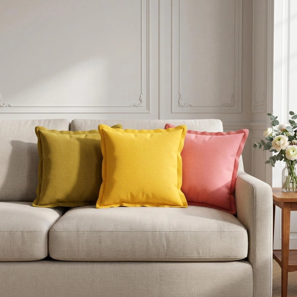 Cuscino 12 pz HOUTEN Giallo Chiaro 40 x 40 cm Lino 932763