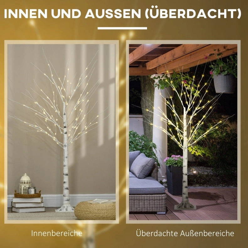 Betulla artificiale con LED, rami flessibili in plastica e metallo, 150 cm, bianca