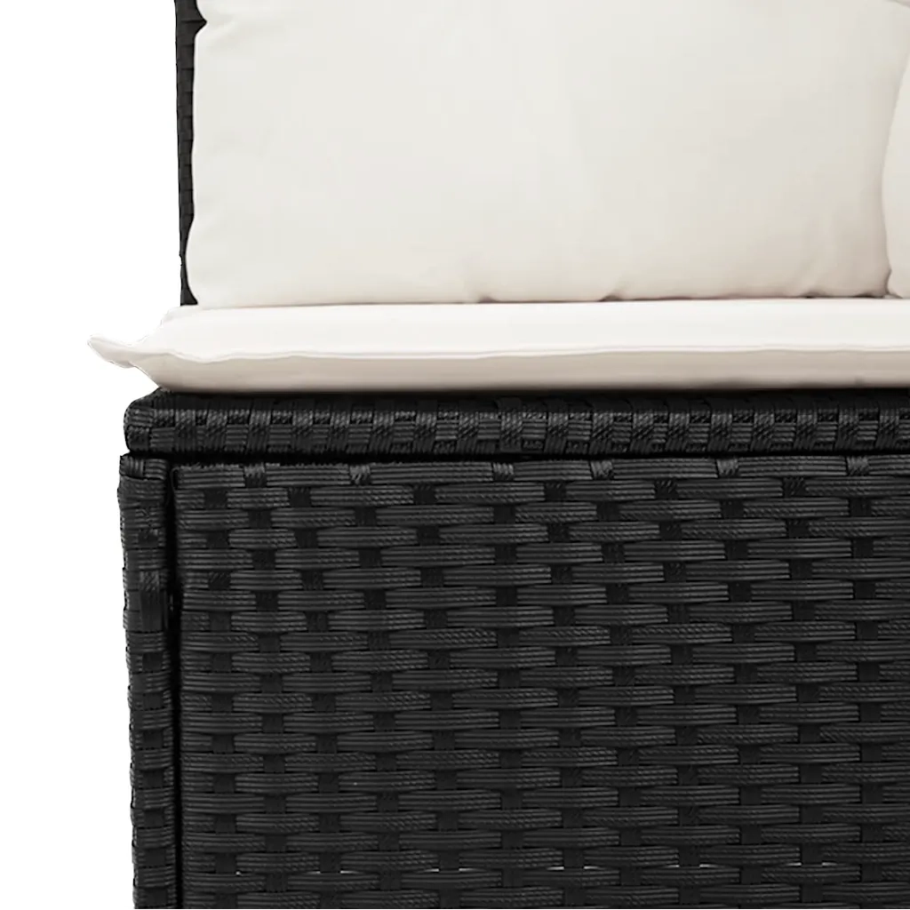 Set Divano da Giardino 6 pz con Cuscini Nero in Polyrattan 3255944