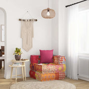 Pouf Modulare con Cuscino in Tessuto Patchwork 350377