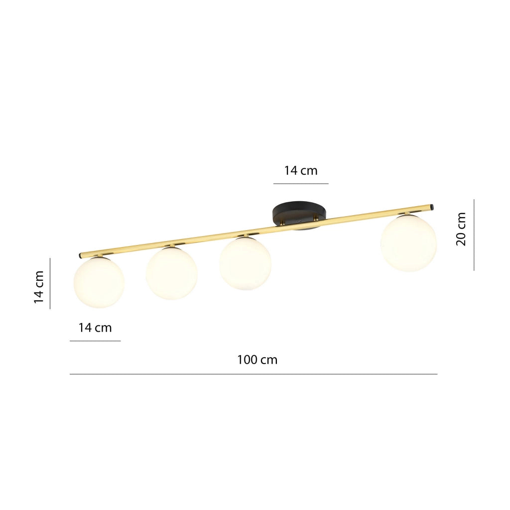 Plafoniera Emibig Monza 4 luci E14 oro/bianco dimmerabile