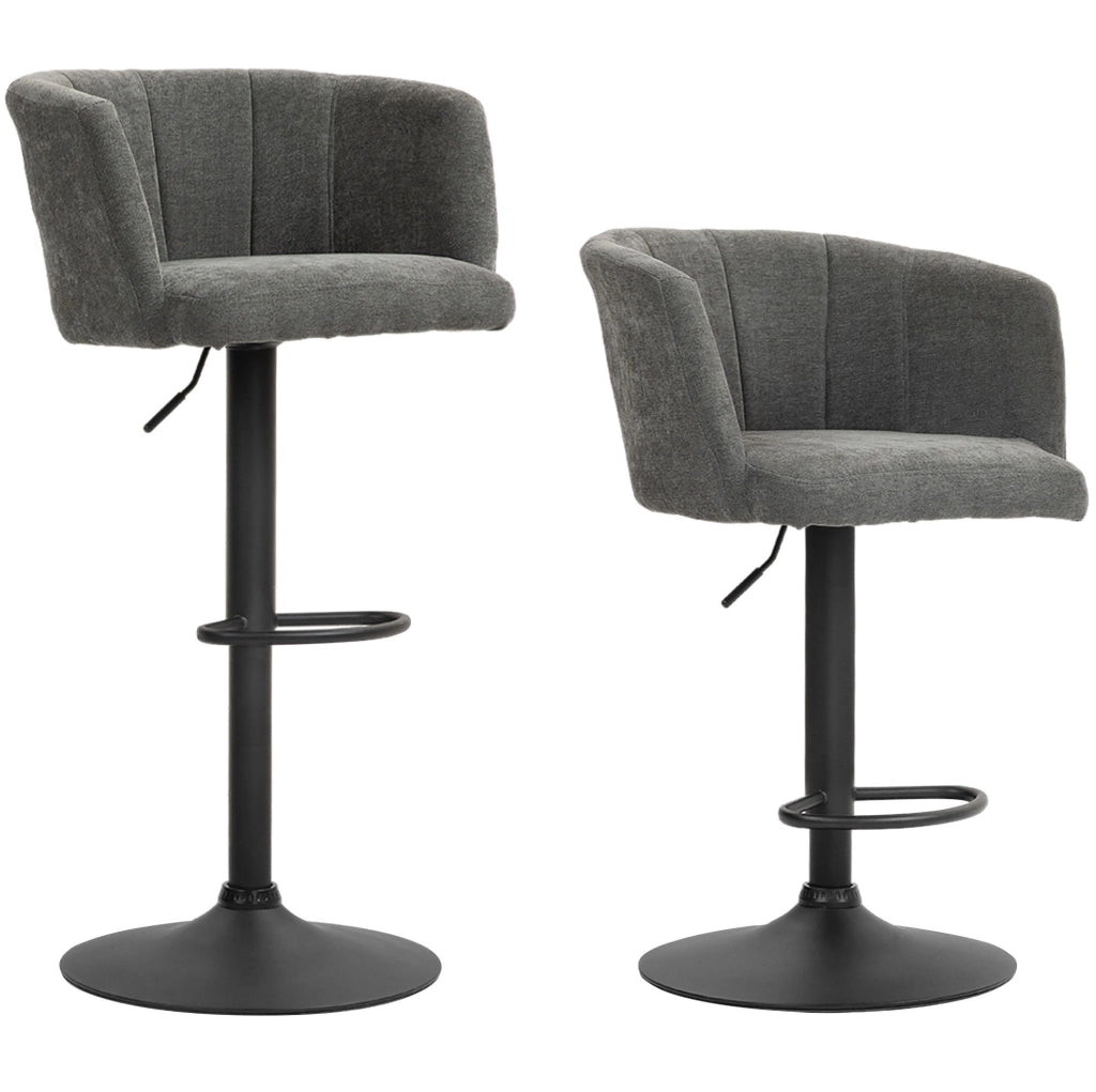 Set di 2 sgabelli da bar ULEVR girevoli 360¡ã e regolabili in altezza 64-85 cm, con poggiapiedi, grigio scuro