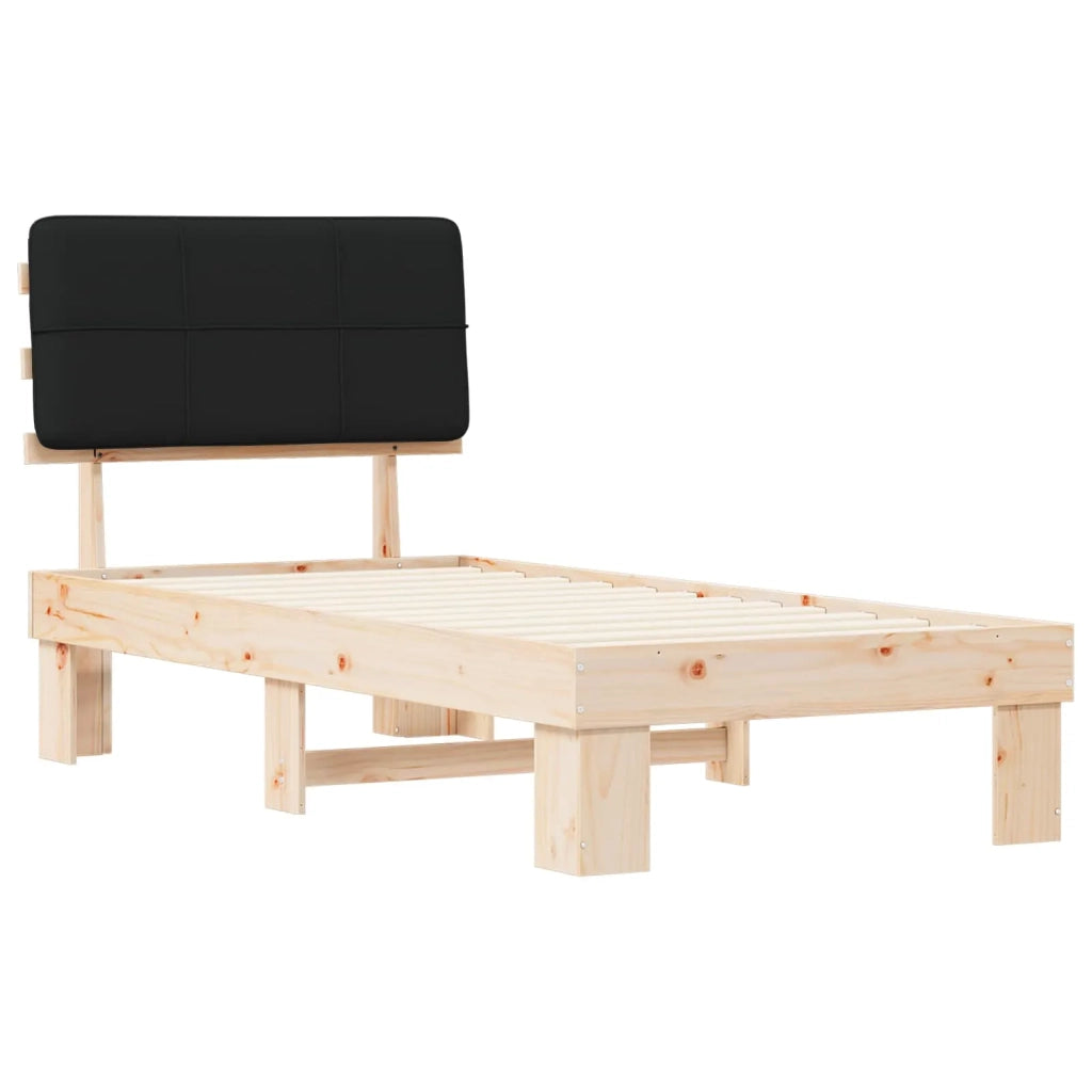 Letto con Testiera Rivestita Nero 100 x 200 cm Pino massello 877441