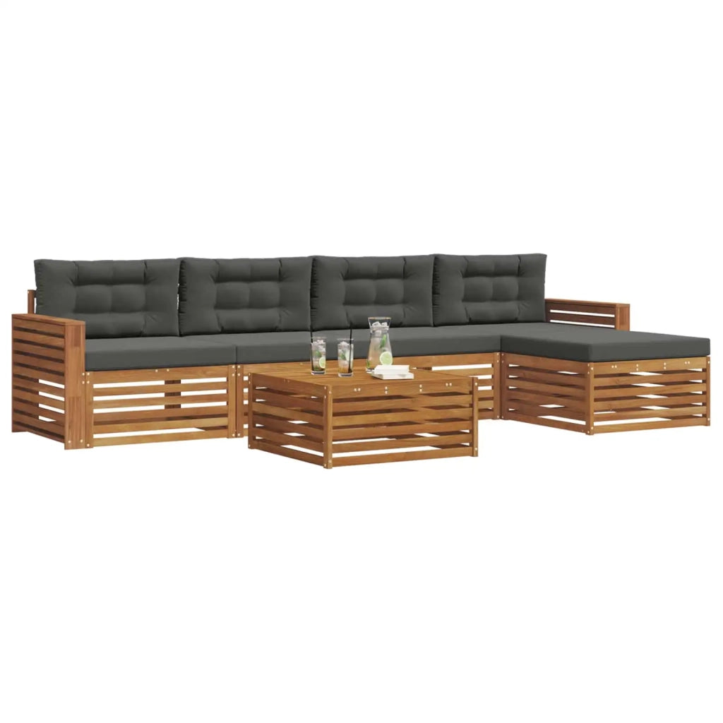 Set di divani da esterno con cuscino 6 pcs Naturale e Antracite 3373347