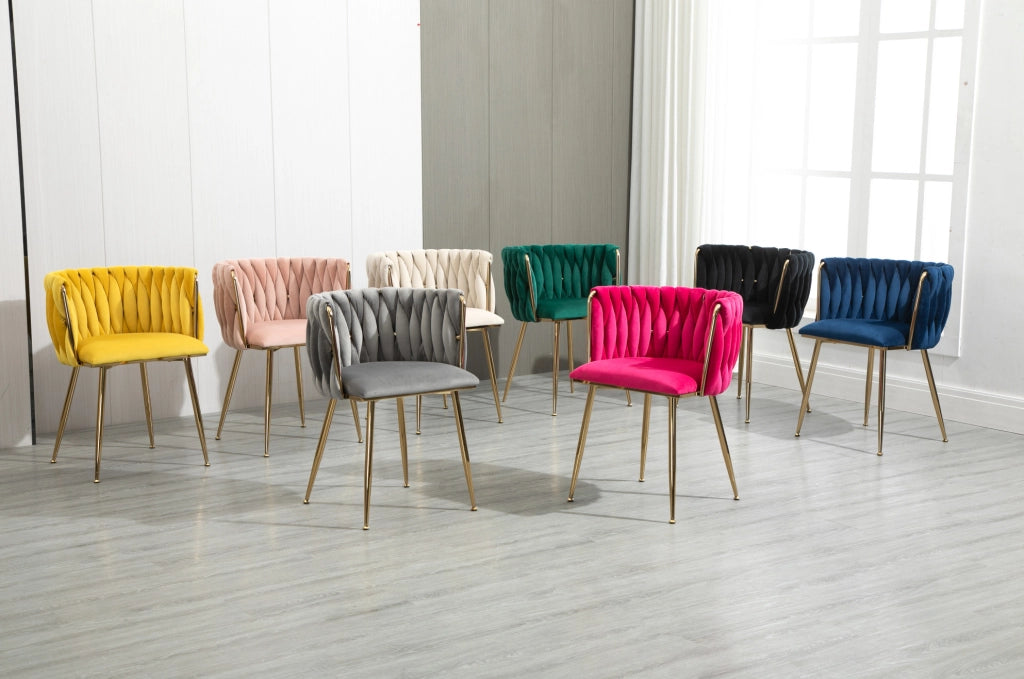 Set di 2 Sedie da Pranzo Moderne in Velluto con Gambe Metalliche Dorate 55,5x41x74 cm per Soggiorno, Camera da Letto e Sala da Pranzo