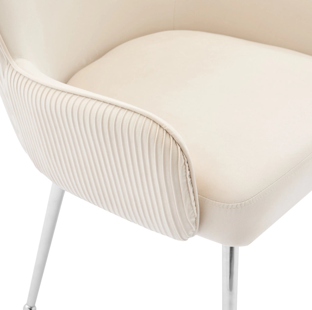 SEDIA in velluto beige Set da 4 pezzi con braccioli e supporto lombare