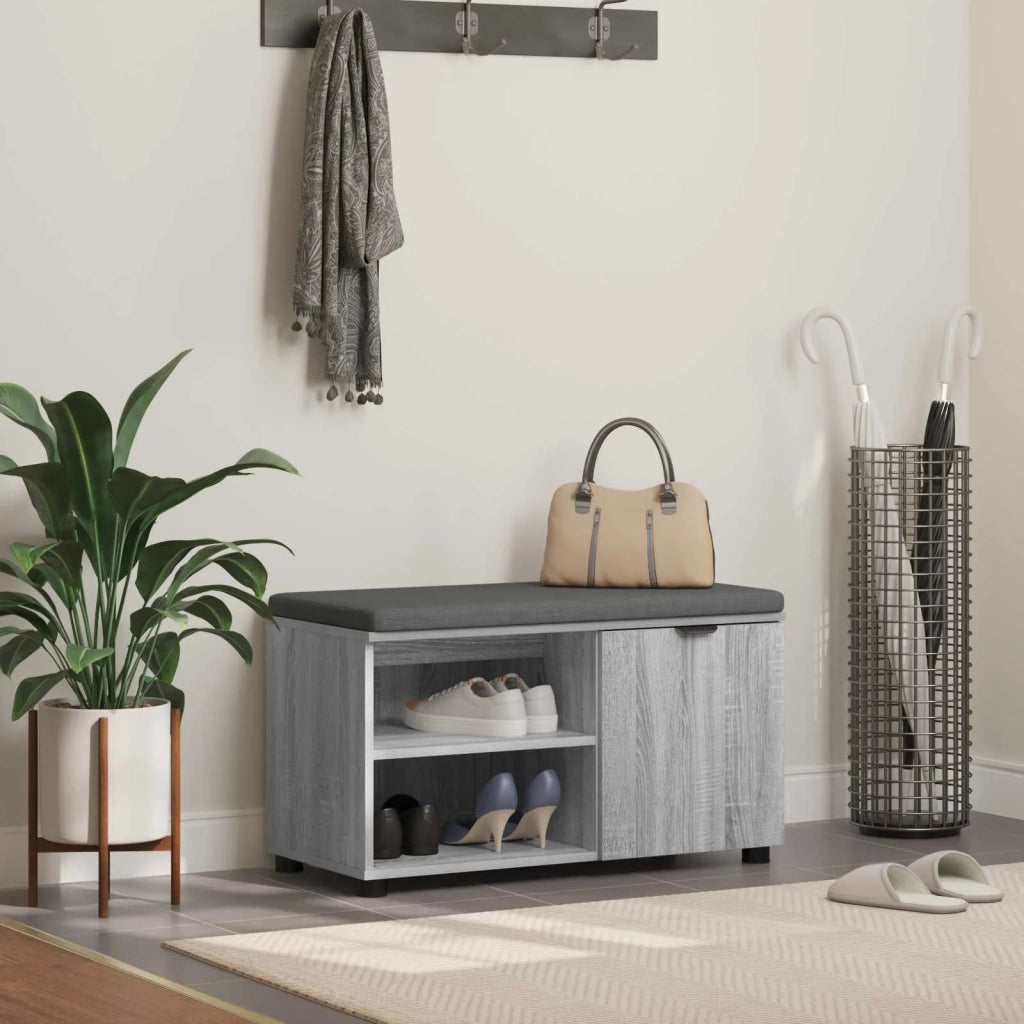 Panca per ingresso con cuscino Sonoma grigia 80 x 38 x 46 cm