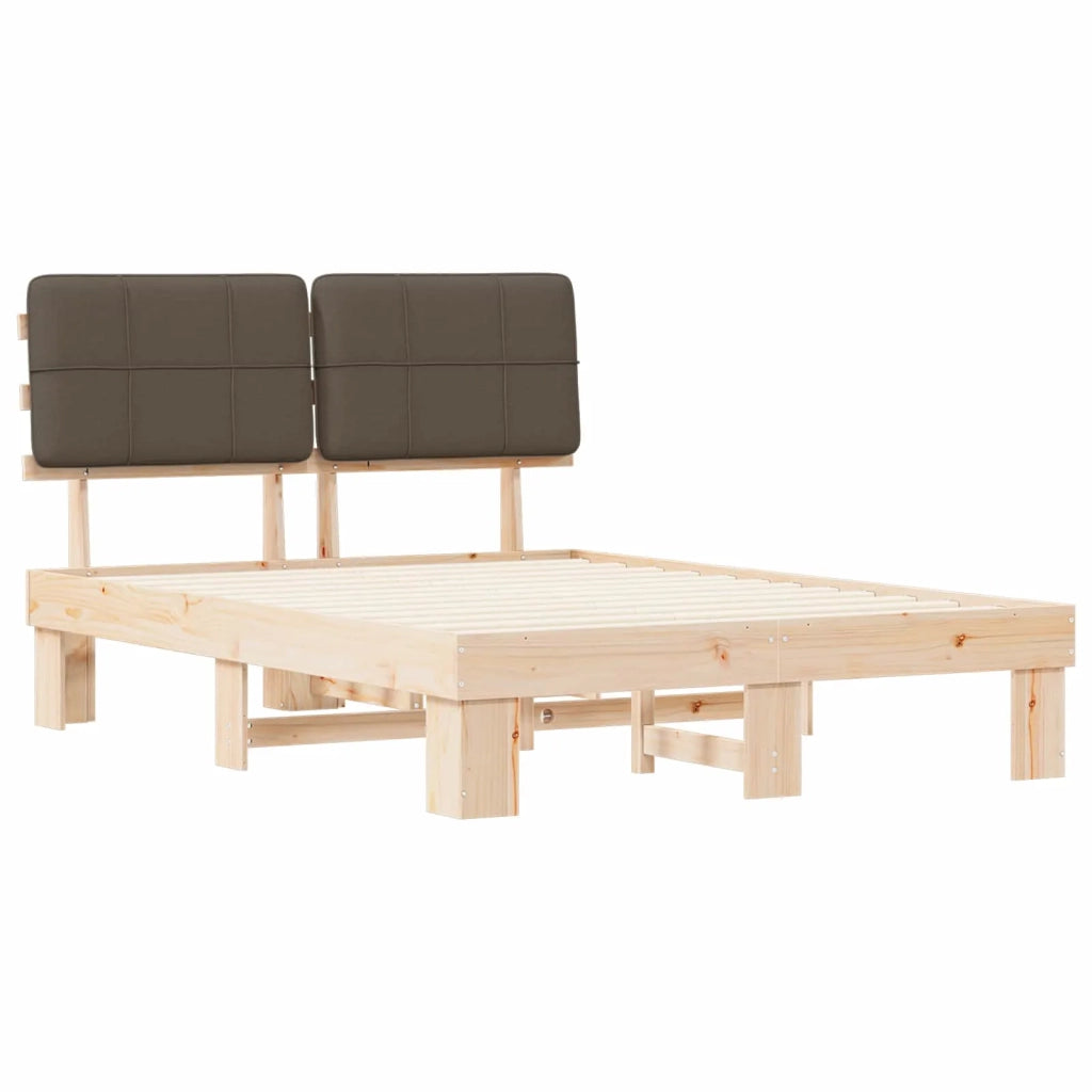 Letto con Testiera Rivestita Talpa 135 x 190 cm Pino massello 877432
