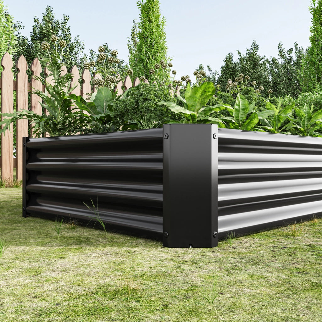 Hochbeet in metallo 180 x 91 x 30 cm, struttura zincata senza fondo, colore nero