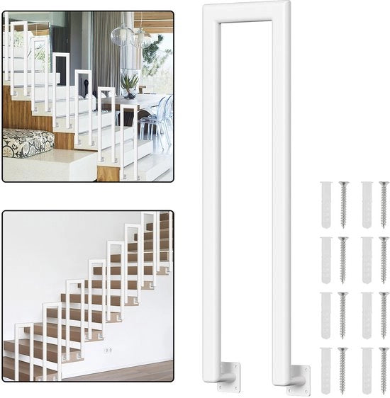 Ellisse U-formata Tubo per montaggio laterale della ringhiera - Utilizzabile all'interno e all'esterno - Bianco - Ferro - 75 cm