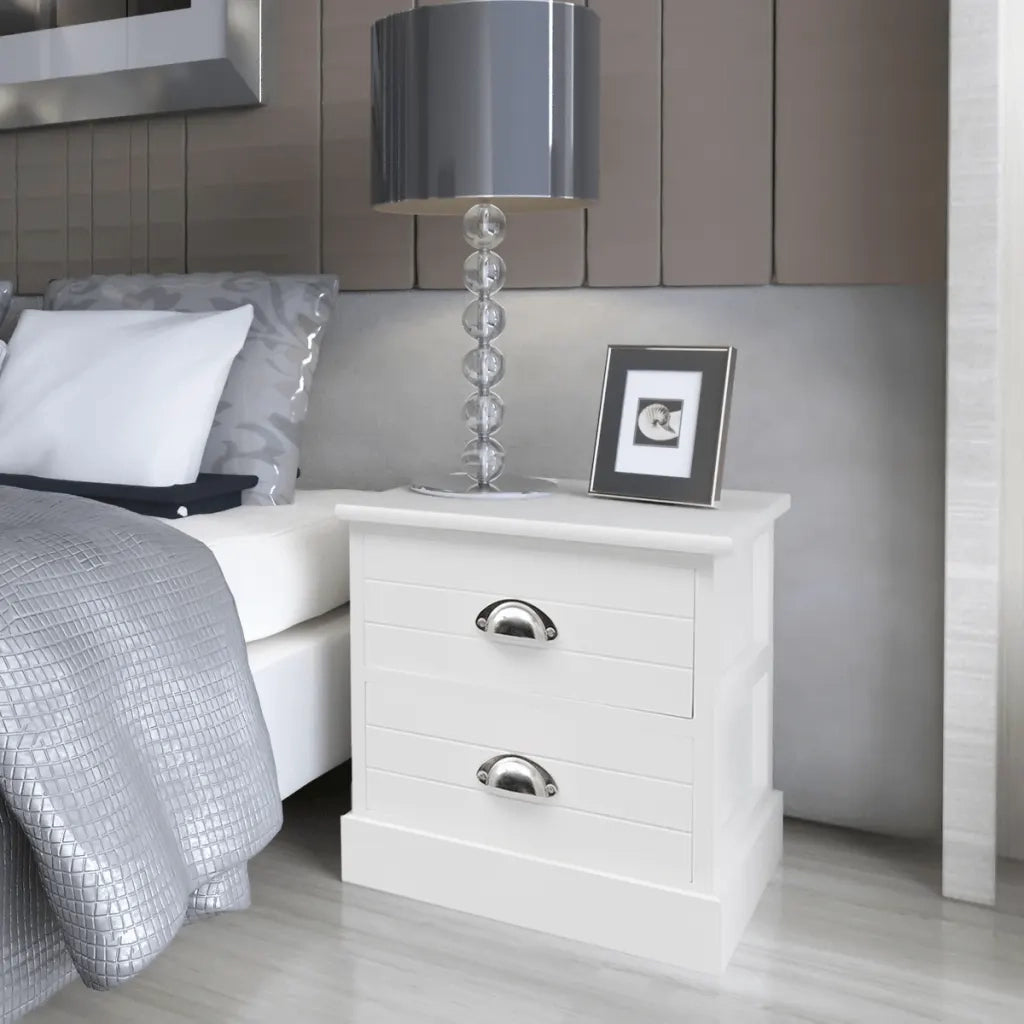 Comodini | Armadio da Notte | Mobiletto da notte In Stile Francese 2 Pezzi Bianco