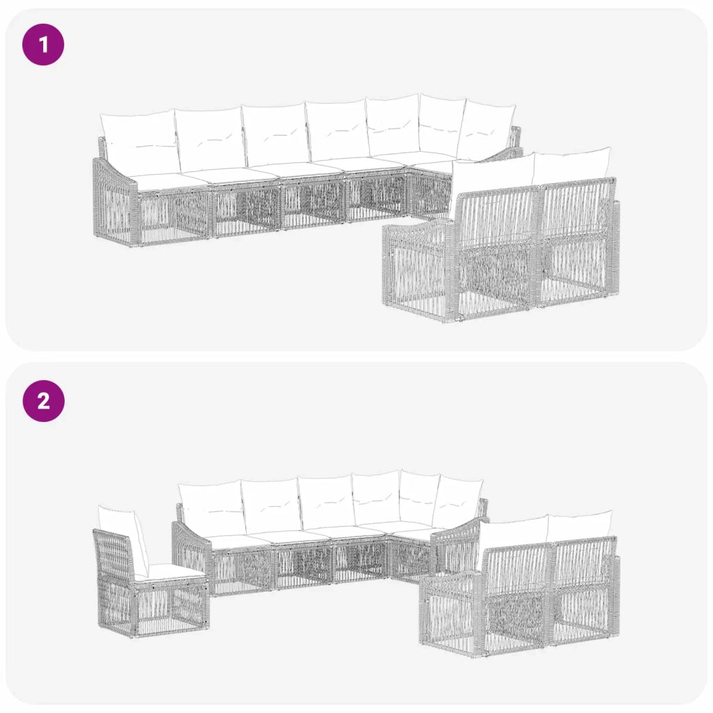 Set Divano da Giardino 8 pz Grigio polyrattan 3436067