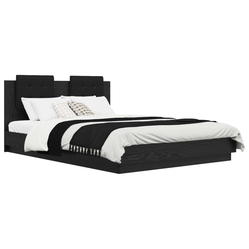 Letto matrimoniale | Letto per adulti | Struttura letto con testata Rovere Nero 150 x 200 cm
