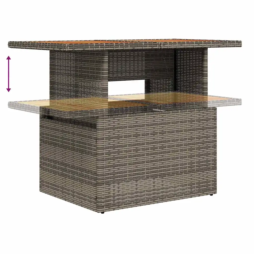 Set da Pranzo per Giardino con cuscino 9 pcs Grigio e Marrone 3350056