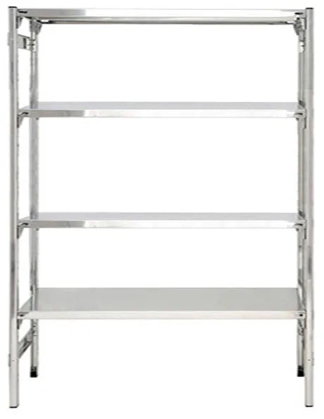 Scaffale lineare modulare in acciaio inox con ripiani ad incastro cm. 140x40x200h