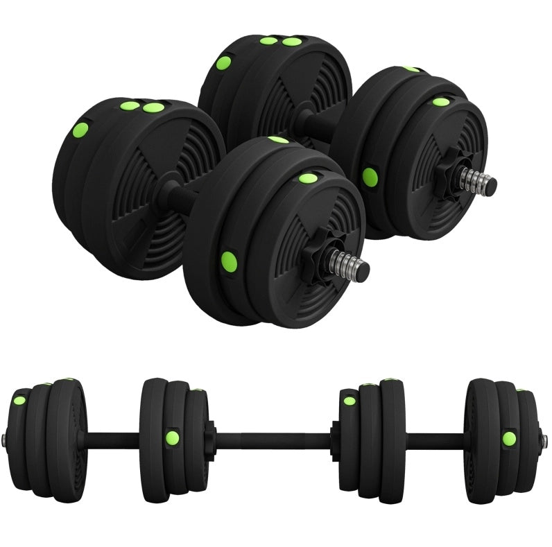 Set manubri e bilanciere 2 in 1 nero in plastica; pesi regolabili 25 kg