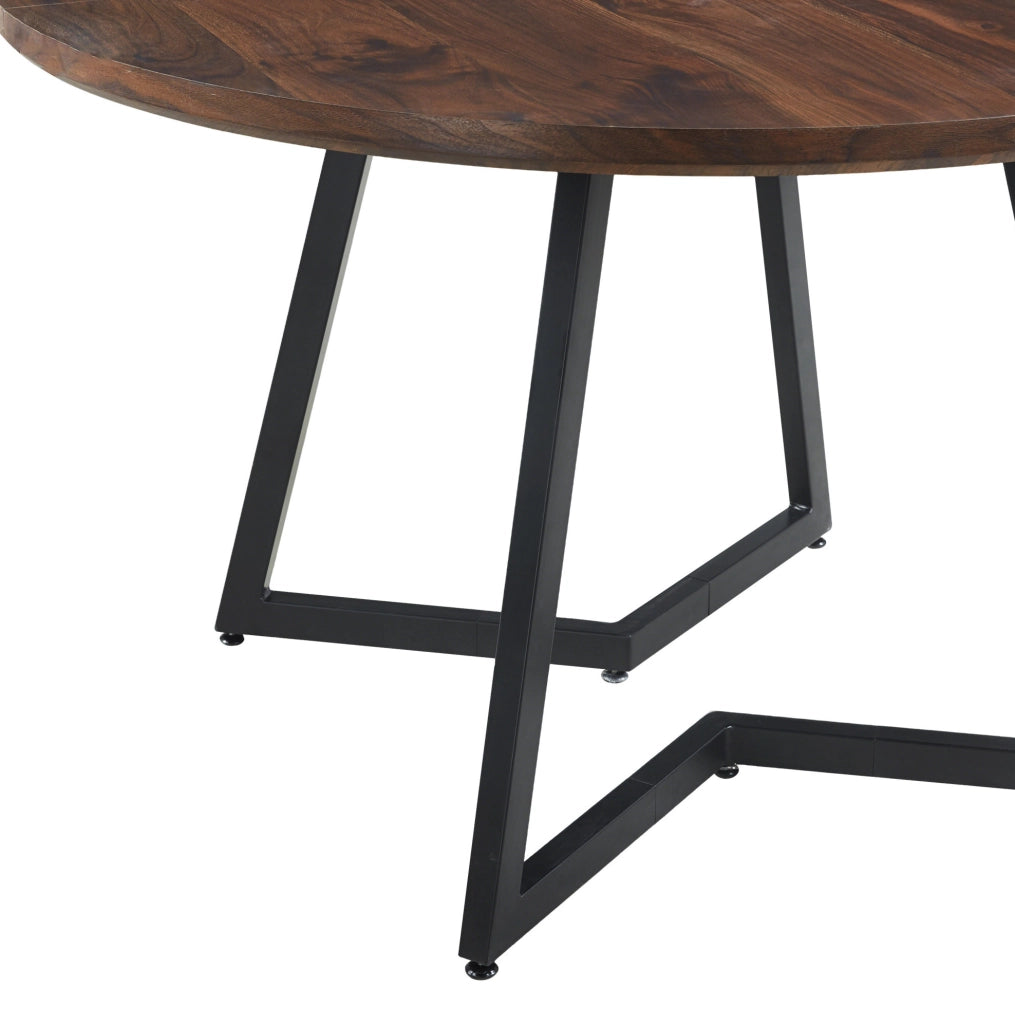 Tavolo da pranzo in MDF e metallo color noce HOMVRA