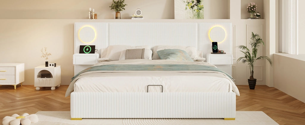letto imbottito velluto beige 180 x 200 cm