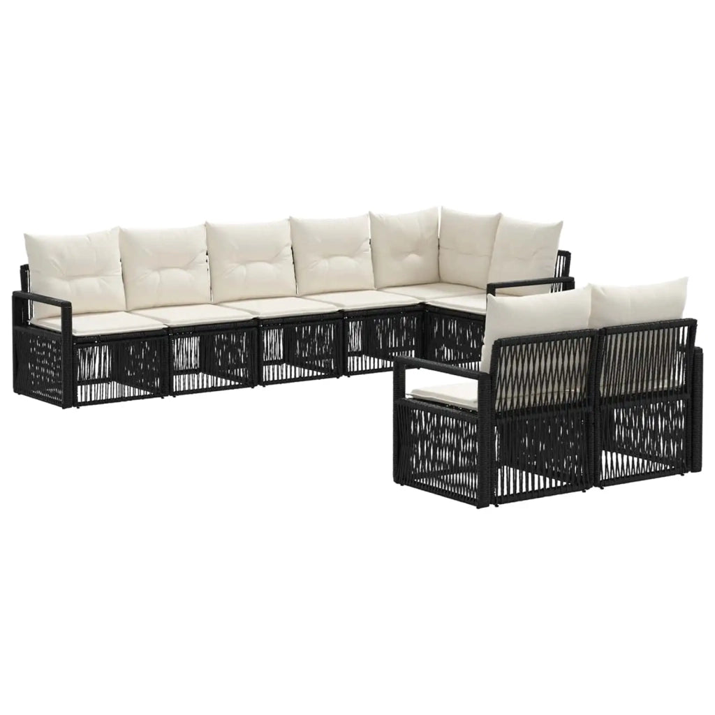 Set Divano da Giardino 8 pz Nero polyrattan 3435772