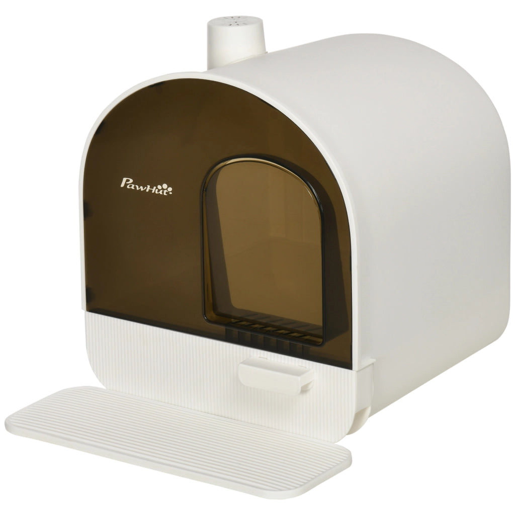 Toilette per gatti chiusa lettiera con cassetto estraibile porta basculante paletta e filtro 43L x 44l x 47H cm bianco