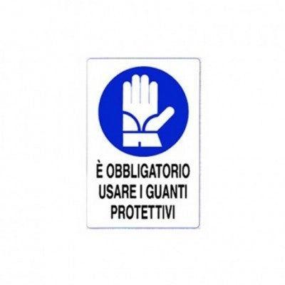 CARTELLO 'OBBLIGATORIO USARE I GUANTI PROTETTIVI' 40x60 cm - 10 pezzi
