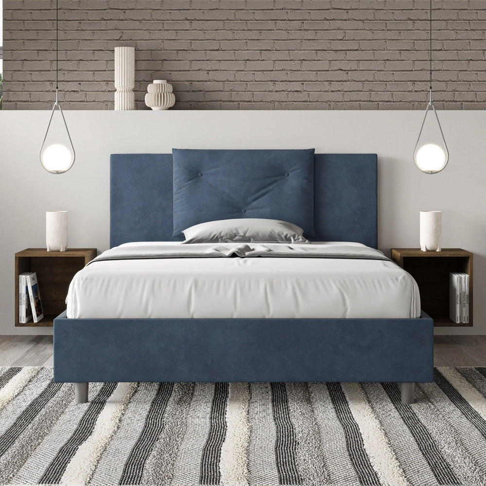 Letto Matrimoniale Large 170x210 cm con Rete e Contenitore Appia Blu