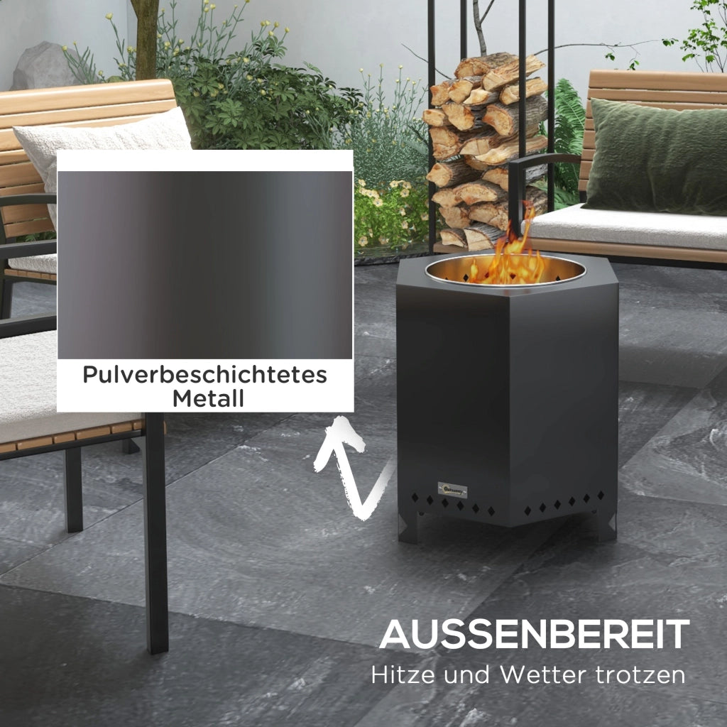Braciere per esterno ¨C Minimal ¨C Argento Nero 45x39x47 cm