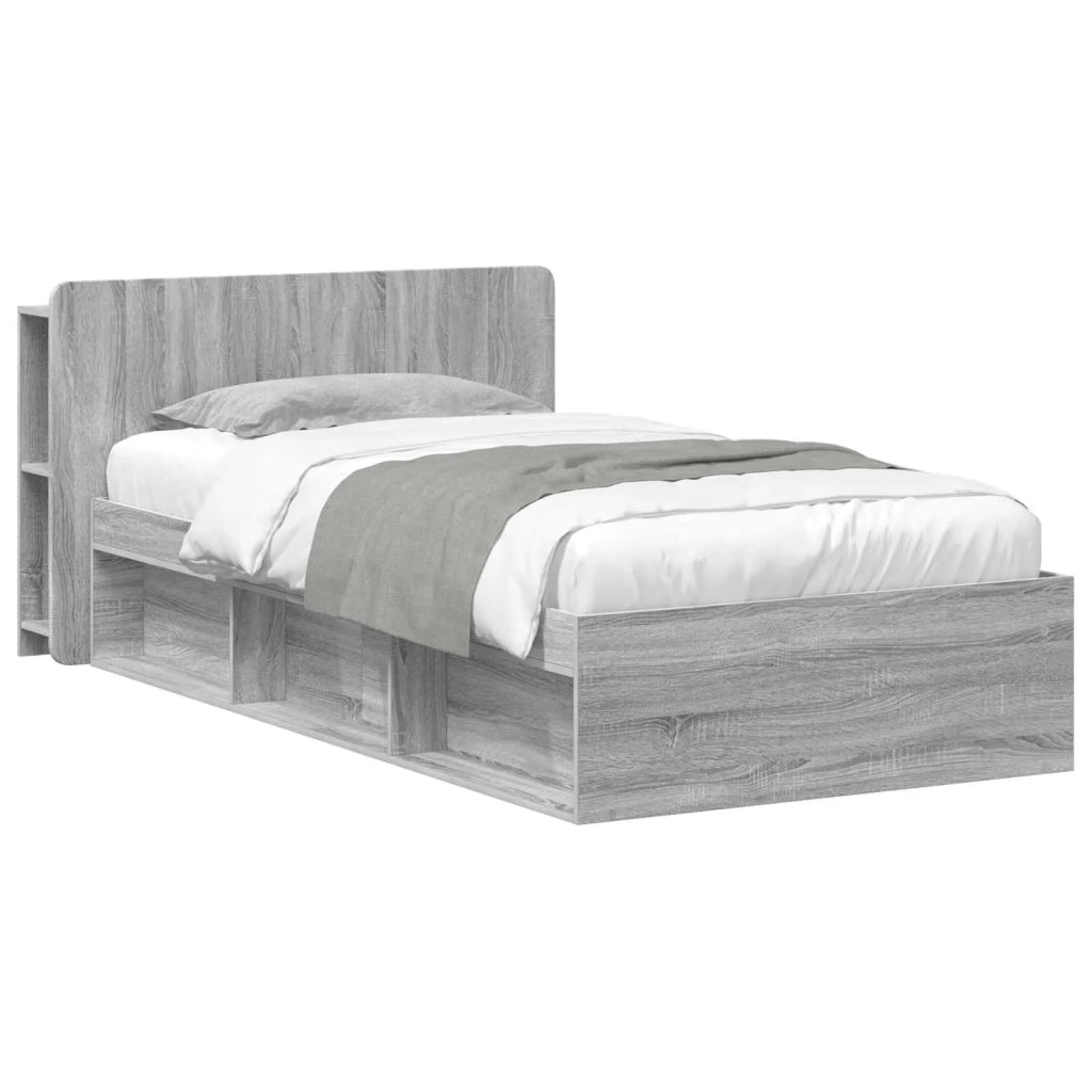 Letto singolo | Letto per adulti | Telaio del letto con storage Sonoma grigio 80 x 200 cm