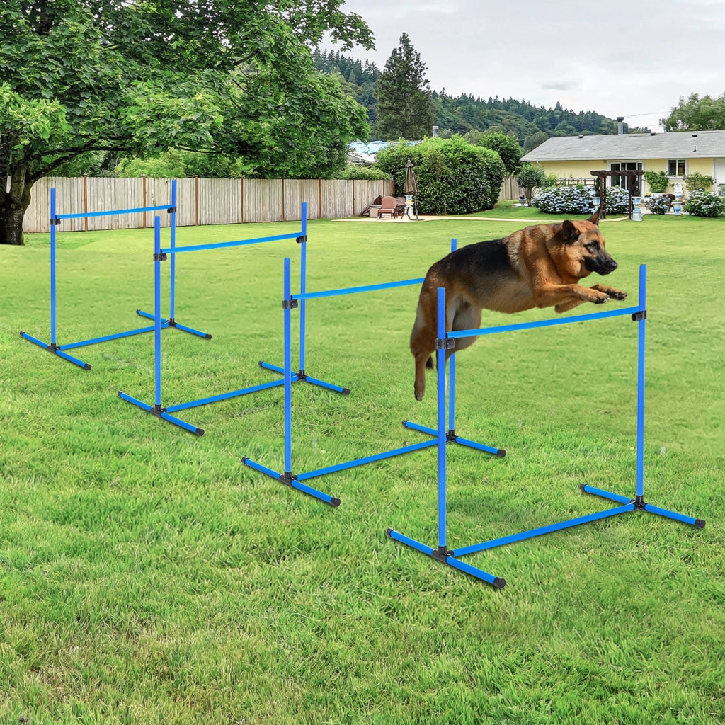 SET Agility per cani 99x65x94 cm regolabile in altezza, plastica blu