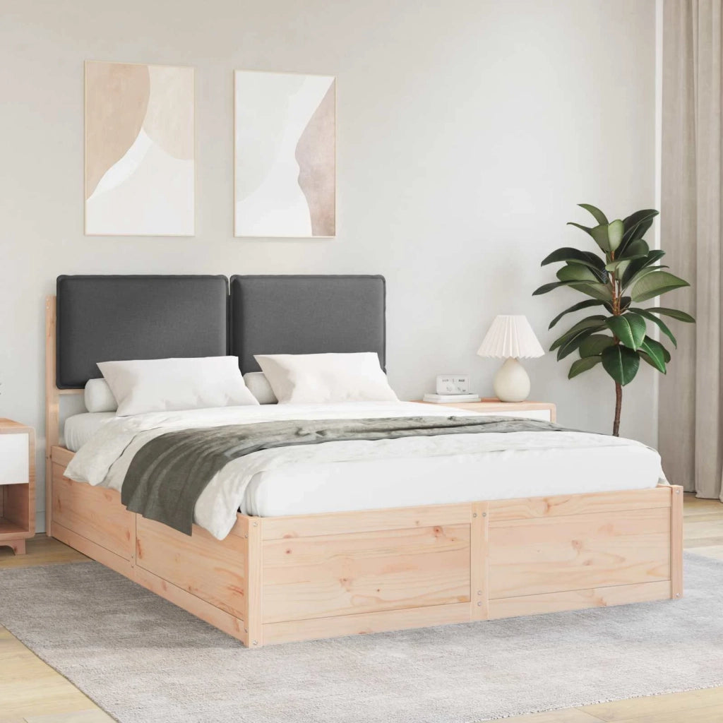 Letto con Testiera Rivestita Grigio scuro 140 x 190 cm