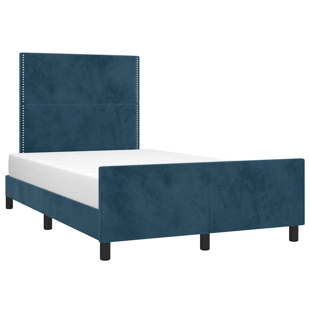 Letto matrimoniale | Letto per adulti | Giroletto senza Materasso Blu Scuro 120x200 cm in Velluto