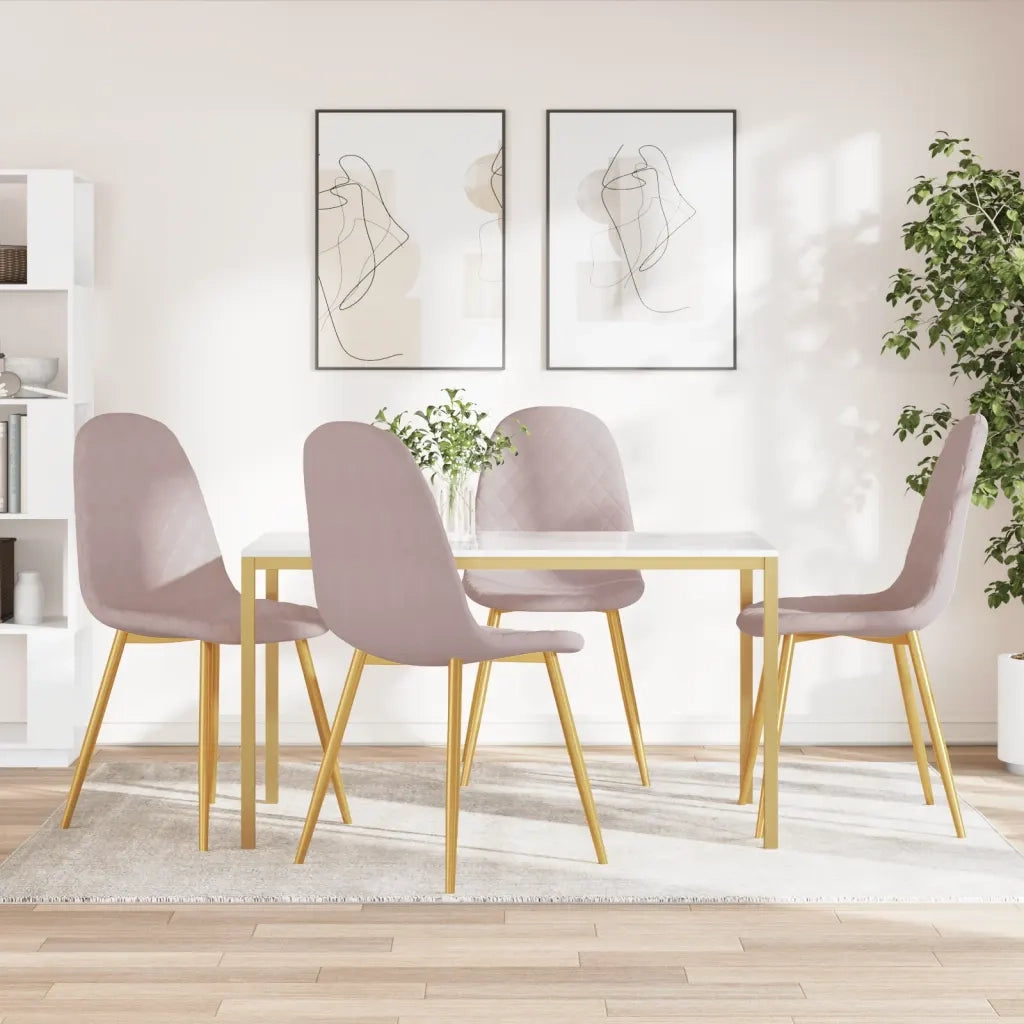 Sedie da Pranzo 4 pz | Sedie da cucina Rosa in Velluto