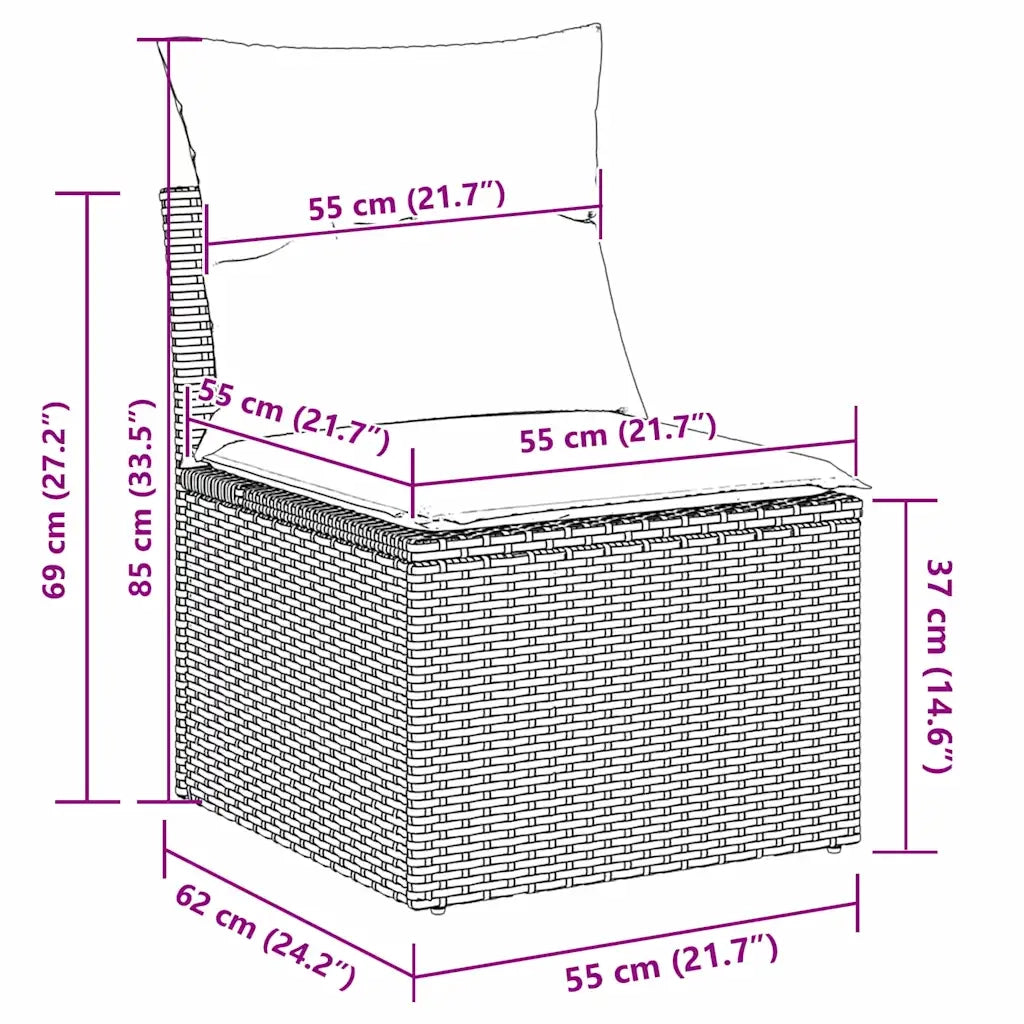 Set Divano da Giardino con cuscino 7 pcs Nero polyrattan 3346953