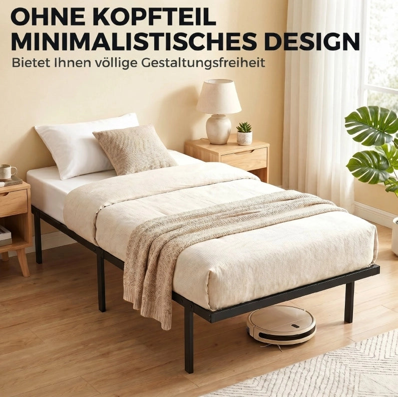Letto singolo in metallo nero 90 x 200 cm con rete
